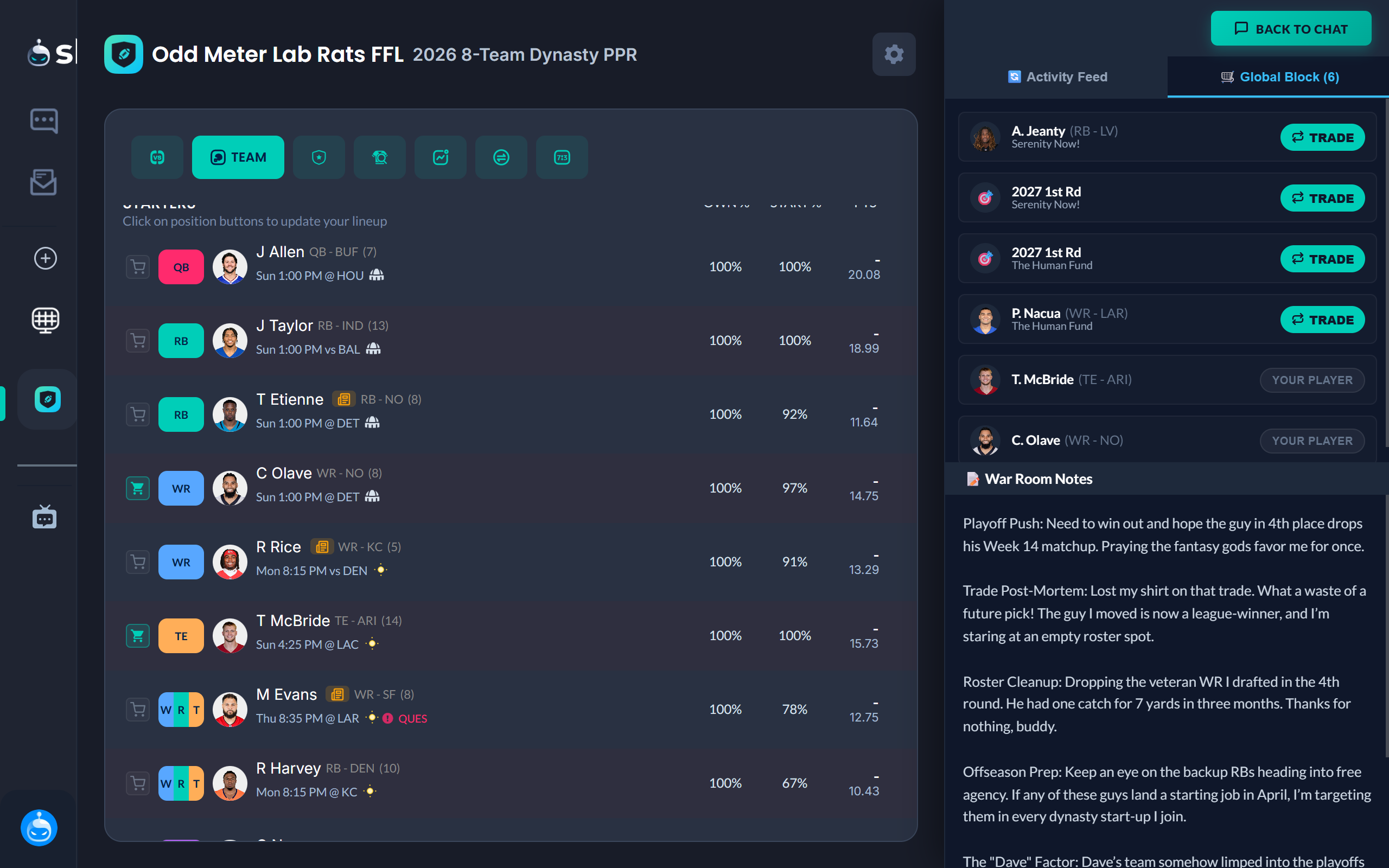 Fantasy Football Toolkit for Sleeper UI preview